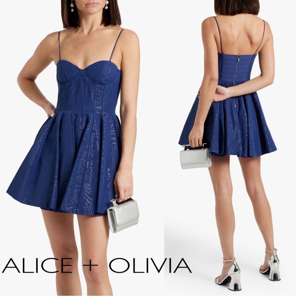 Alice + Olivia Navy Mini Dress Size 2 NWT.